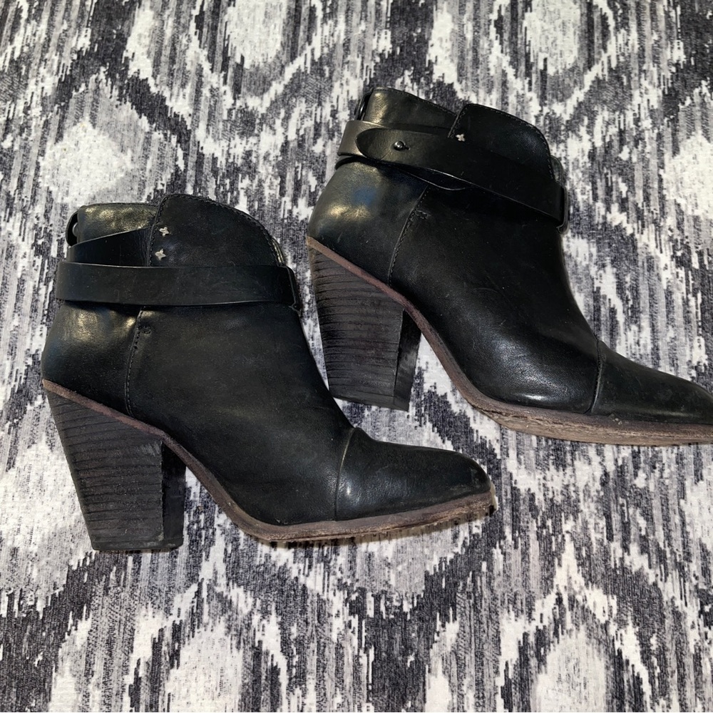 Rag & Bone Black Leather Harrow Ankle Boots